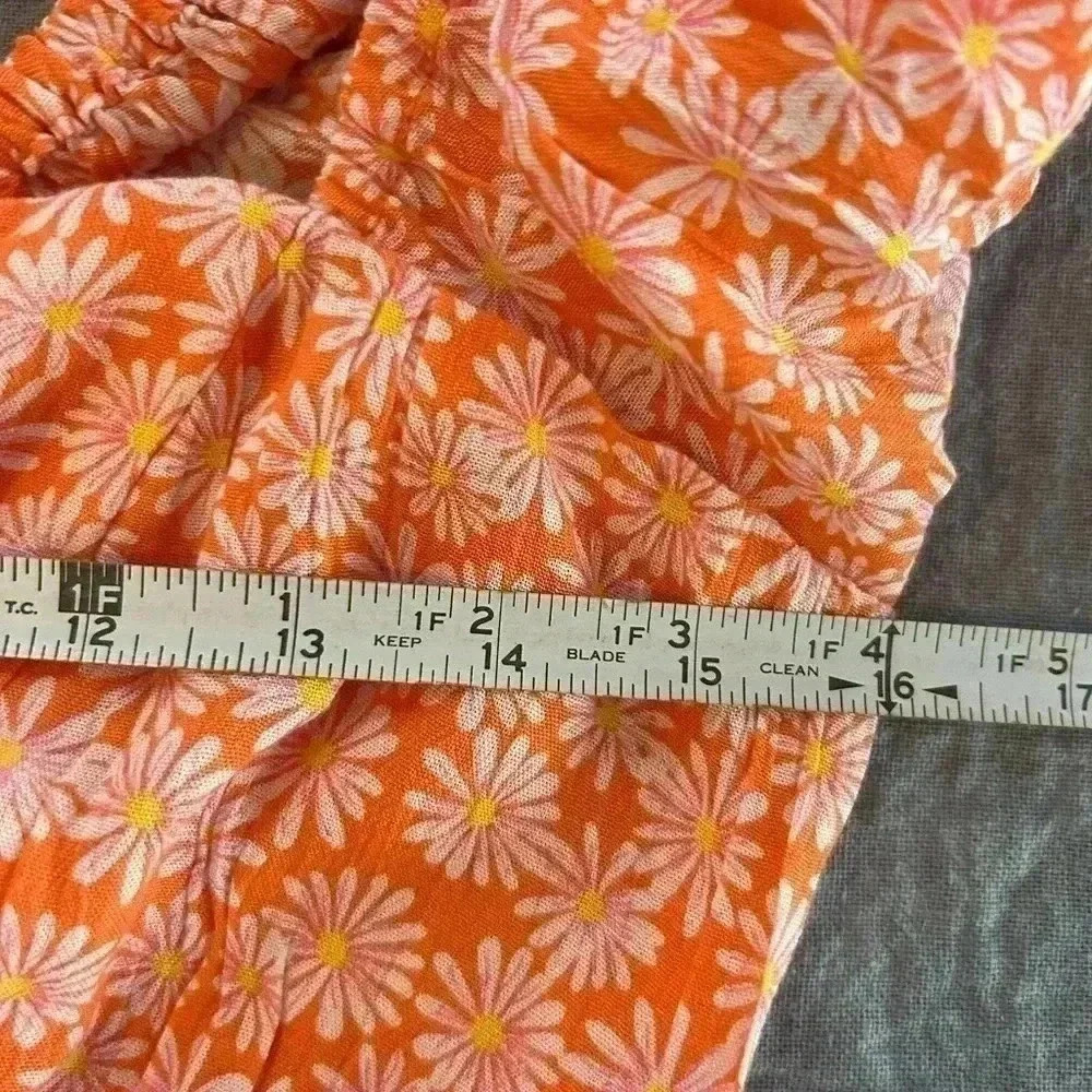 🧡”Sim & Sam” NWT Orange/White/Pink Daisy Print Dress w/ Laced Back Detail Sz S - Picture 8 of 9